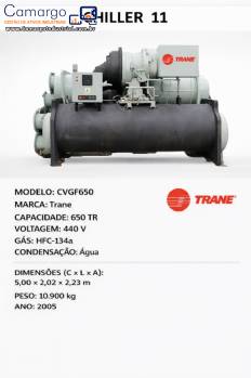 Chiller banco de �gua gelada industrial com condensa��o � �gua Trane 650 TR